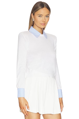 L'AGENCE April Poplin Collar Pullover in White
