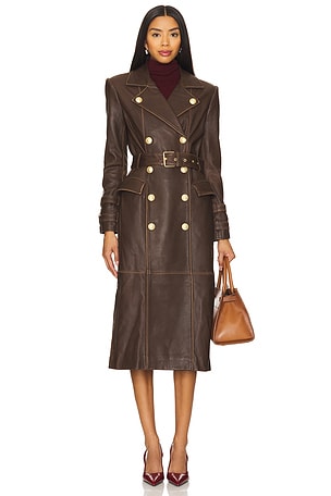 Celina Leather Trench Coat L'AGENCE