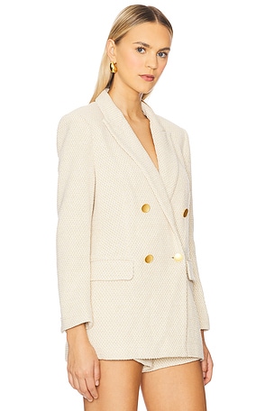 L'AGENCE Riva Knit Double Breasted Blazer in Ivory