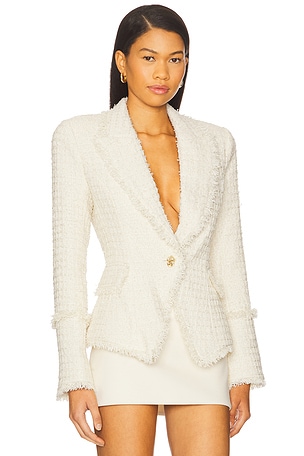 L'AGENCE Kaisley Blazer With Fray in Ivory
