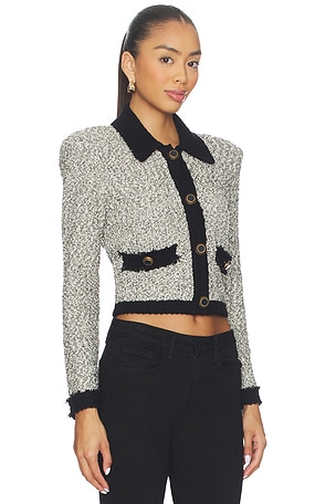 L'AGENCE Arielle Collared Jacket in Black,White