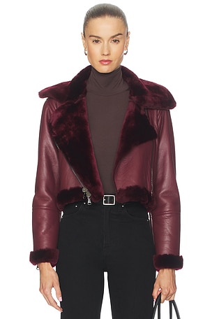 Pike Crop Shearling Jacket L'AGENCE