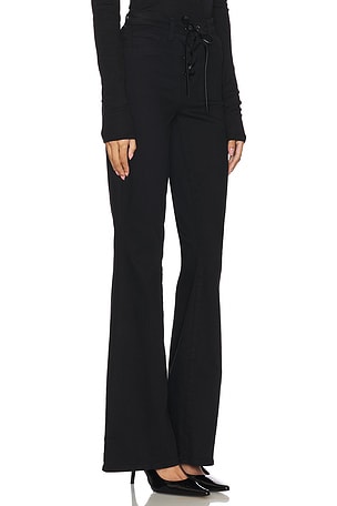 L'AGENCE Charis High Rise Front Lace Up Flare Pant in Black