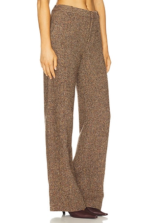 L'AGENCE Livvy Straight Leg Trouser in Brown. Size 6. Also