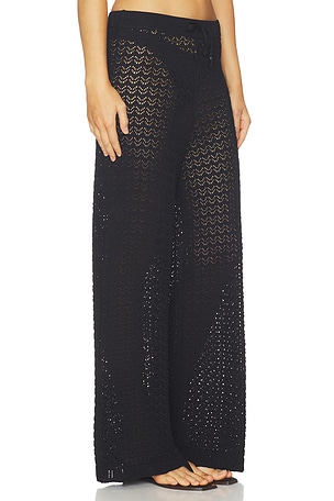 L'AGENCE Gaelle Pointelle Knit Pant in Black
