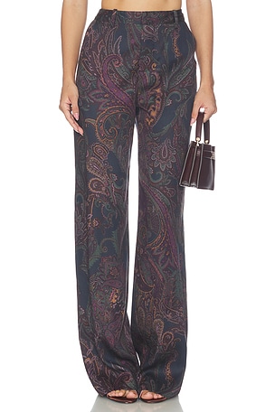 Livvy Beltloop Pant in Midnight Multi Lux Paisley L'AGENCE