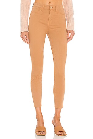 L'AGENCE Margot High Rise Skinny Pant in Camel REVOLVE