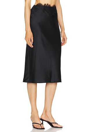 L'AGENCE Loyal Lace Trim Skirt in Black