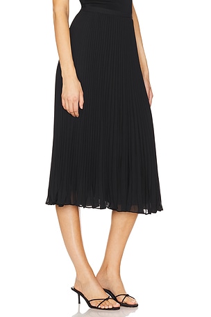 L'AGENCE Fernanda Pleated Midi Skirt in Black