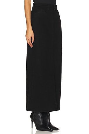 L'AGENCE Miriam Denim Maxi Skirt in Black