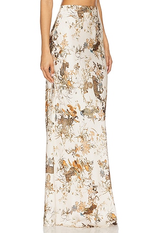 L'AGENCE Zeta Long Skirt in Cream,Brown