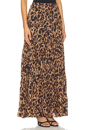 L'AGENCE Torin Pleated Maxi Skirt in Brown