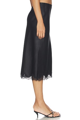 L'AGENCE Tico Lace Midi Skirt in Black