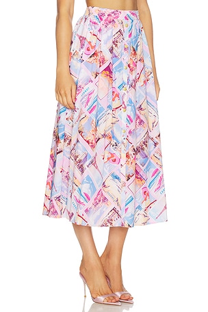 L'AGENCE Seina Midi Skirt in Pink