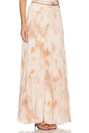 L'AGENCE Torin Pleated Maxi Skirt in Beige