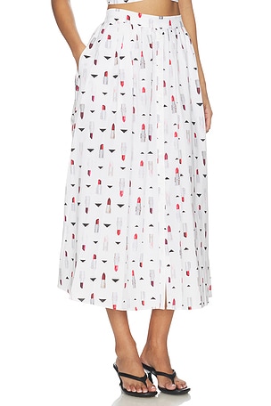 L'AGENCE Seina Midi Skirt in White
