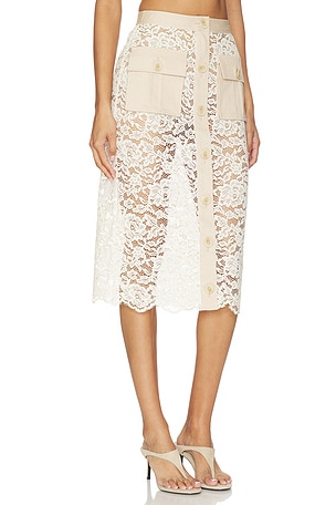 L'AGENCE Shae Below Knee Skirt in Cream