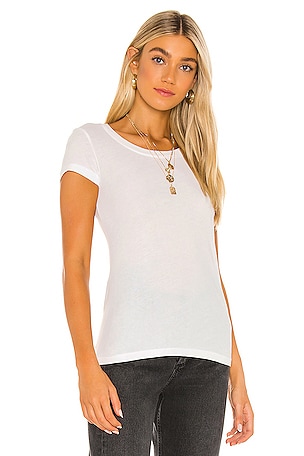 L'AGENCE Cory Scoop Neck Top in White
