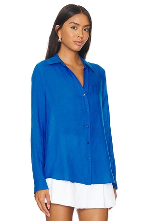 L'AGENCE Nina Longsleeve Blouse in Royal