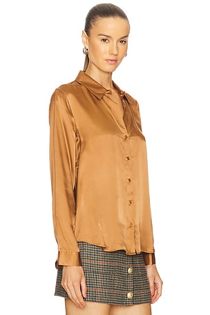 L'AGENCE Tyler Long Sleeve Blouse in Metallic Bronze