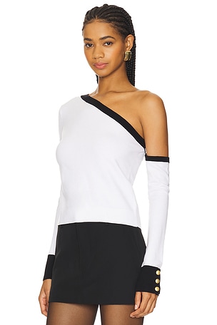 L'AGENCE Maeva Off Shoulder Pullover in White