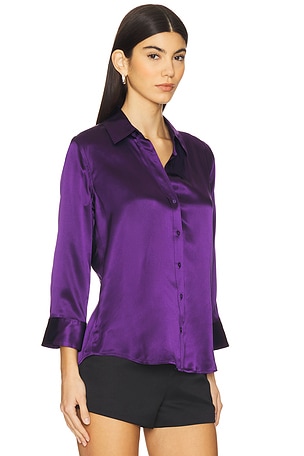 L'AGENCE Dani 3/4 Sleeve Blouse in Purple