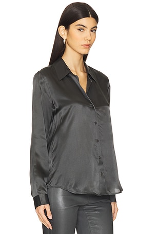 L'AGENCE Tyler Long Sleeve Blouse in Charcoal