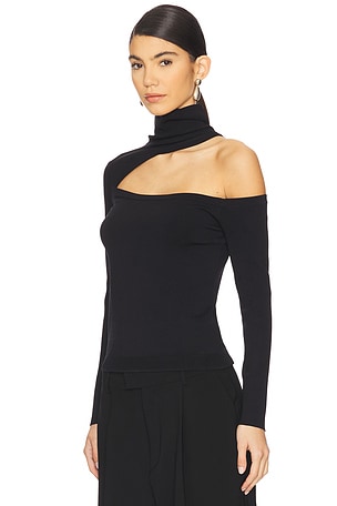 L'AGENCE Azia Cutout Knit Top in Black