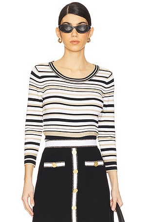 Yukio Striped Crop Crew Top L'AGENCE