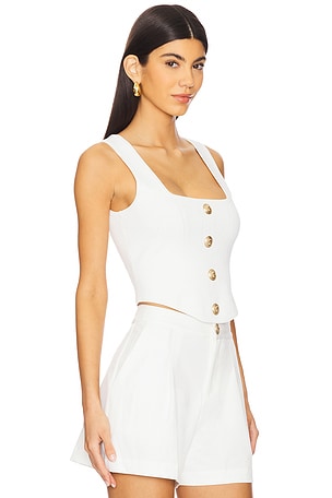 L'AGENCE Saga Square Neck Corset Top in Ivory