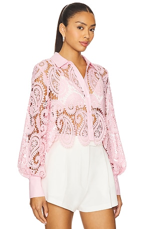 L'AGENCE CHEMISE CROPPED ODELIA en Rose Pâle 