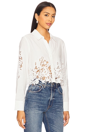 L'AGENCE Seychelle Cropped Buttondown Top in White