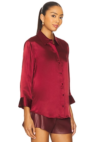 L'AGENCE Dani 3/4 Sleeve Blouse in Burgundy. Size XS. Also