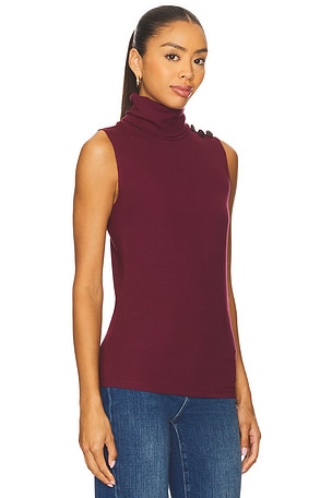 L'AGENCE Ceci Sleeveless Turtleneck Top in Burgundy