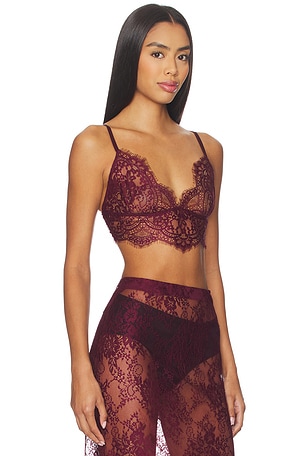 L'AGENCE Aislin Lace Bralette Top in Burgundy. Size XXS. Also