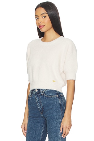 L'AGENCE Guinevere Short Sleeve Crop Crew Top in White