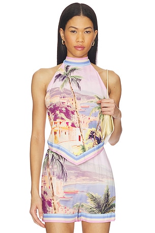 Kochi Postcard Print High Neck Top L'AGENCE