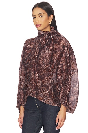 L'AGENCE Rhett Oversized Blouse in Chocolate