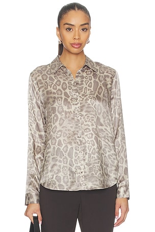 L'AGENCE Tyler Long Sleeve Blouse in Light Grey