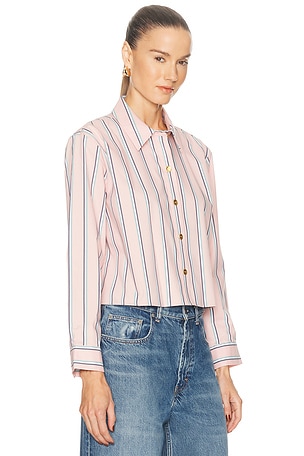L'AGENCE Cosette Crop Hi Low Shirt in Pink. Size XXS. Also
