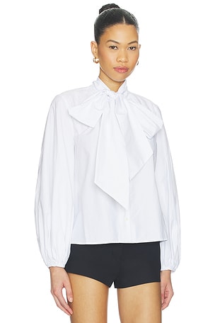 L'AGENCE Deon Tie Neck Blouse in White