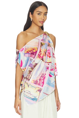 L'AGENCE Driselle Scarf Top in Pink