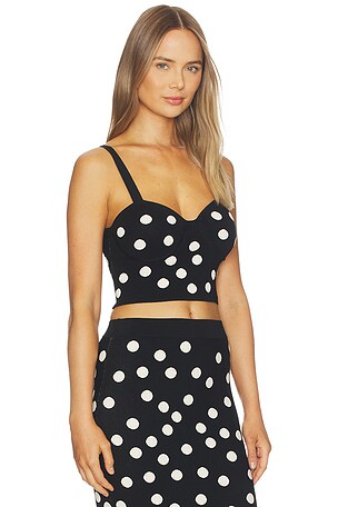 L'AGENCE Tula Polka Dot Bra Knit Top in Black,White