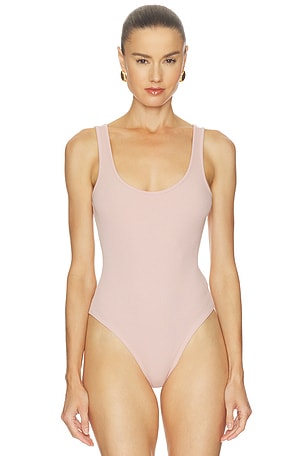 L'AGENCE Nica Scoop Tank Bodysuit in Rose