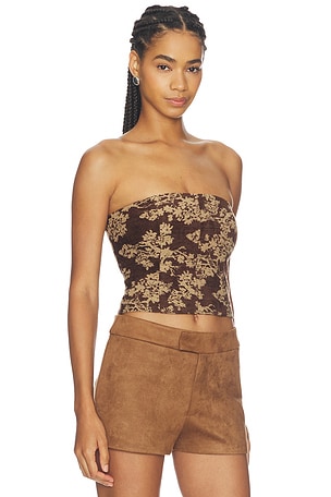 L'AGENCE Paulette Strapless Corset Top in Brown. Size 0. Also