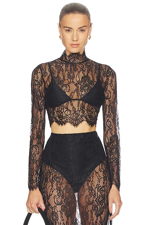 Henriette Lace Long Sleeve Top L'AGENCE