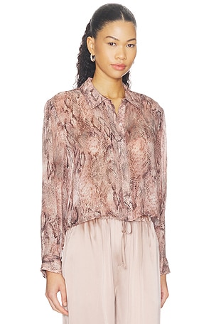 L'AGENCE Cosette Crop Hi Low Shirt in Multi