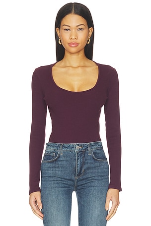 Delara Long Sleeve Scoop Neck Bodysuit L'AGENCE