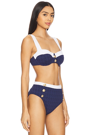 L'AGENCE Alexandria Structured Bikini Top in Navy