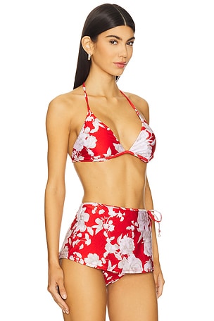 L'AGENCE Annabelle Triangle Bikini Top in Red